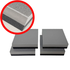 덕진스펀지 2중 소음방지 고경도 방진 방음 흡음 매트 4개, 회색 + 검은색