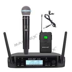 GLXD4 핸드 바디팩 라펠 헤드셋이 있는 듀얼 송신기 UHF 무선 마이크 가라오케 시스템 음성 파티용, 03 handhold  Lavalier, 1개