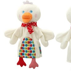 BBSKY布手偶 猴子 青蛙 卡通動物手偶 嬰幼兒 早教親子互動玩具, 1個, 小鴨 手偶