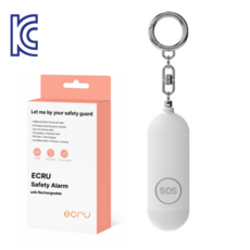 에크루 호신용 경보기 KC인증 획득 C타입 충전 강력한 130데시벨., 1개, 화이트 130데시벨