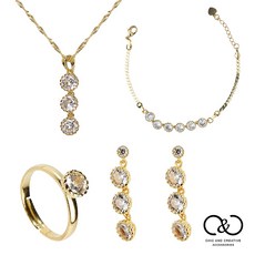 【C&C】閃鑽飾品套組(項鍊耳環手鏈戒指)_A-KH-A003