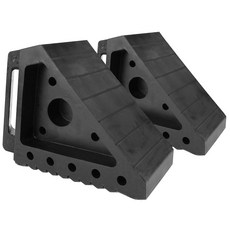 맥스홀 50503 고가시성 폴리폼 휠초크 2개 세트 | 8인치 x 4인치 경량 타이어 정지장치 미끄럼 방지 고무 베이스 내장 손잡이 안전 노란색, Black