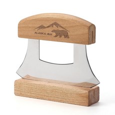 WIUCYS 5인치 알래스카 메잘루나 울루 나이프 샐러드 채소 로커 초퍼 슬라이서 커터 해싱 도마 다지기 칼과 나무 스탠드 관절염 도구, 1