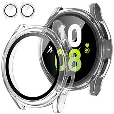 Tensea [삼성 갤럭시 워치 울트라 2025/갤럭시 7 2024용 2팩 47mm 액정보호필름 케이스 액세서리 47mm용 보호 페이스 커버 하드 범퍼 내장 강화 유리 필, Galaxy Watch 5/4-44mm, 투명