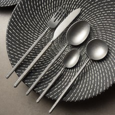 複古雪花砂不銹鋼餐具三件套, 茶勺, 1個