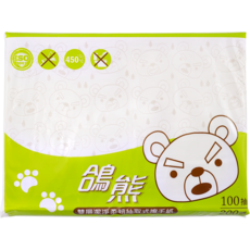 鴿熊擦手紙 台灣製 抽取式廚房紙巾 100抽 雙層柔軟擦拭紙, 1套, 鴿熊擦手紙 (超商限12包), 200張