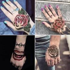 인물 손등 헤나 인스턴트 타투 스티커, 02번:흑백 12pcs, 1개