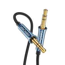케이블크리에이션 3.5mm 보조 케이블 6피트1.8미터 오디오 수컷수컷 하이파이 18인치 꼬임 방지 스테레오 잭 헤드폰 자동차 휴대폰 스피커 노트북 아이패드 파랑, 3 Feet, 3-pin / TRS, Black & Blue