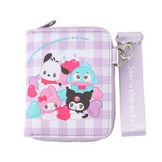 아동용 산리오 캐릭터즈 하트 에모큥 포켓 지갑 버스카드 지폐 반지갑 여아 어린이 스트랩지갑