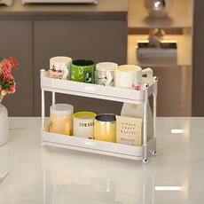 HK.sell 미니키친 테이블 선반 2단 컵 정리 건조대, 화이트