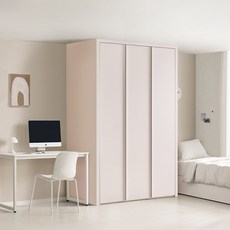 보루네오 핑크 붙박이장 작은방 여닫이 150~230cm PET E0등급, 베이비 핑크 230cm, 베이비핑크