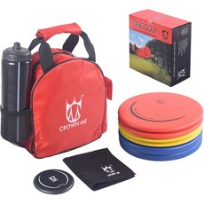 디스크 골프 세트 물병 포켓과 액세서리 포켓이 있는 가방 1개 드라이버 2개 중간 범위 퍼터 미니 마커 수건 1개, Red