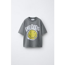 [국내배송] 자라 ZARA NIRVANA ® 프린트 티셔츠 - 그레이 938094