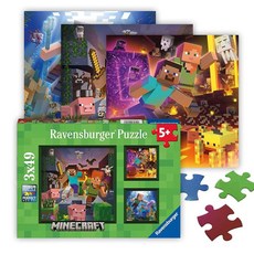 Ravensburger - 마인크래프트 바이오메스 - 49피스 직소 퍼즐 3팩 세트 - 픽셀 처리된 숲 바다 등 - 밝고 멋진 이미지 - 프리미엄 품질 - 이상적인 선물 -