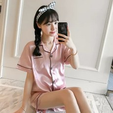 冰絲短袖睡衣套裝 夏季居家服