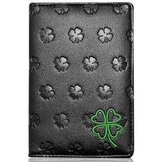 지칸디 골프 스코어 카드 커버 가죽방수 골프 점수기록 수첩 연필포함 포함 스코어카드케이스, 블랙 클로버, 1개