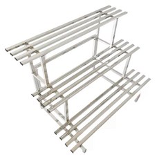 階梯式層板花架，三層80釐米，加厚鋼材，適用大花盤, 不鏽鋼色, 3層