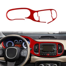 부드러운 탄소 섬유 대시 보드 속도계 패널 센터 에어 벤트 아웃렛 커버 Fiat 500L 2014-2017 액세서리, 02 Red Carbon Fiber LHD