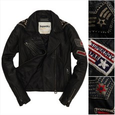 Superdry 騎士皮衣 Emblem 女款 鉚釘 徽章, 復古黑色,XS, 1個