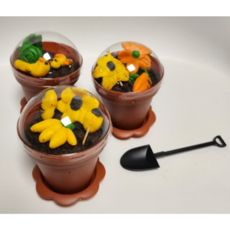 미니 화분컵 세트(컵+컵받침+뚜껑+숟가락), 20개, 갈색