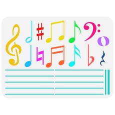 PET 뮤지컬 노트 페인팅 스텐실 음악 테마 벽화 패턴 멜로디 라인 장식 DIY, 뮤지컬 노트 195, 1개