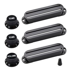 Swhmc 싱글 코일 기타 픽업 커버 일렉트릭 액세서리 키트 폐쇄형 플라스틱 쉘 2톤 1 볼륨 노브 스위치 캡 세트(화이트 3PCS)