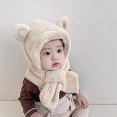 아기 겨울 모자 머플러 포근 후드 머플러