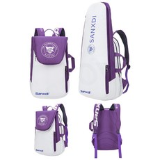 多功能雙肩網球拍袋/羽球拍袋 (防水防刮/側邊手提), 紫白