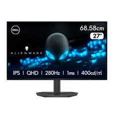델 QHD 에일리언웨어 27 280Hz 1ms 피벗 게이밍 모니터, 68.58cm, AW2726DL