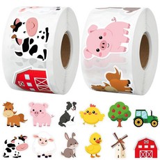 1200피스 농장 동물 스티커 롤 3.8cm(1.5인치) 테마 자체 접착 라벨 12가지 디자인 앞마당 소 양 돼지 인센티브 데칼 교실 교사 보상 사무실 봉투 선물 파티 장식 1, 1200피스 농장 동물 스티커 롤 3.8cm(1.5인치