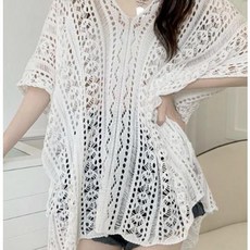 여성 루즈핏 그물 니트 비치 커버업 쇼츠 원피스 여름 수영복 덧입는 옷