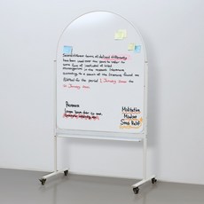 더조은칠판 아치형 양면 자석 화이트보드 + 이동식 스탠드, 화이트 알루미늄