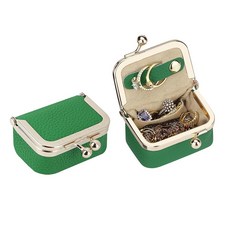 [ 1066621 ] 로얄 배거 천연 가죽 미니 주얼리 여성용 동전 지갑 단색 키스 락 체인지 파우치 캐주얼 스타일 소형 보관 가방 1894 그린 레이크