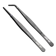 24小時台中出貨SuperRep爬寵不鏽鋼餵食鑷子夾子彎頭直頭變色龍守宮蟋蟀餵食糞便清潔協助脫皮, 1個, 304不鏽鋼彎頭(前端戴套), 銀/烤漆黑