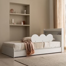 젠티스 국내제작 어린이 침대안전가드 낙상방지 침대가드 구름 90cm 일반브래킷, 화이트