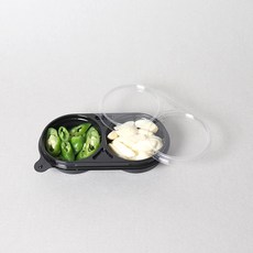원형 2칸 검정 반찬용기, 1세트, 200개