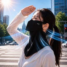 네블 냉감 자외선 차단 골프 마스크, 1세트, 블랙(1+1)