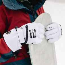 톰디어 겨울 보드 TDR 로고 스키장갑 방풍 방수 방한 장갑, 화이트, 1개