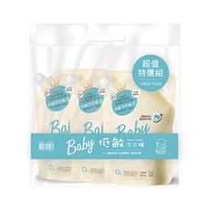 酷咕鴨 低敏洗衣精3入補充包-1100ML- 特調寶寶香, 1套, 3.3L