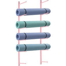 요가 매트 벽걸이 거치대 수납 정리 보관 홀더 멀티 스포츠 장비 폼롤러 스케이트보드 스키보드 벽면 스토리지 랙, Pink