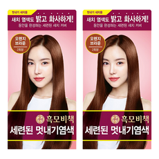 리엔 흑모비책 세련된 멋내기 염색제, 오렌지브라운, 2개