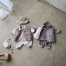 【現貨附發票_Haru】Bebe Holic 格紋口袋背心，經典格紋，舒適透氣，學院風格，多樣穿搭