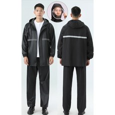 남녀공용 오토바이 방수 우의 상하의 set, 1. 블랙(포켓X)