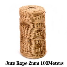 컬러 코튼 마크라메 코드 끈 로프 리본 공예 DIY 2mm 100m 베이지 꼰 수동 바느질 보헤미아 웨딩 홈 장식, Jute 2mm 100M