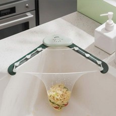 음식물 거름망 코너걸이 싱크대 거름망 찌꺼기 분리 음식물 분리망 세트, No.02 음식물 거름망 코너걸이 그레이 본체