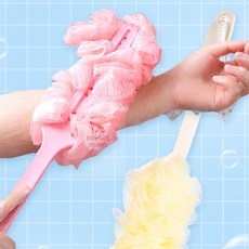 손잡이있는 거품타올 샤워볼 부드러운 등허리 목욕 때타월