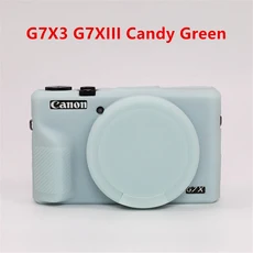 Canon G7X Mark II 충격 커버 렌즈 캡 포함 용 부드러운 실리콘 고무 갑옷 카메라 케이스, 19 G7X3 Candy Green