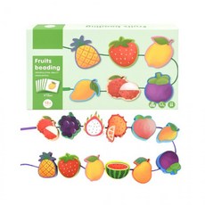 Ollimo 원목 목제 블록 실꿰기 교구 과일 가베 블럭 퍼즐 교구, 단품, 1개