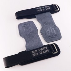 牛皮拉力帶 握力帶 助握帶 硬舉 拉背 引體向上 健身助力帶護腕男女握力牛皮護掌引, 加強灰色牛皮鋼印款一對, 1個