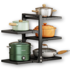 라이프앤컴 높이조절 냄비 후라이팬 거치대 정리대, 1개, 블랙, 5단